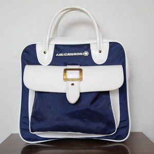 Vintage Air Canada White/Blue Carry On Travel Bag, Retro Luggage, Stewardess Bag